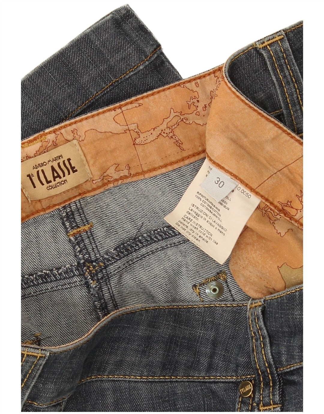 ALVIERO MARTINI Damen Straight Jeans W30 L29 Marineblaue Baumwolle