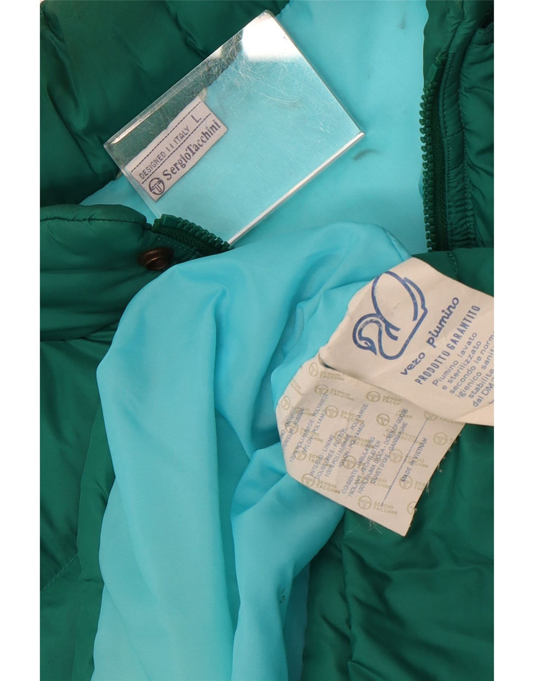 Sergio Tacchini Herren Wattierte Jacke UK 40 Large Grün Polyamid