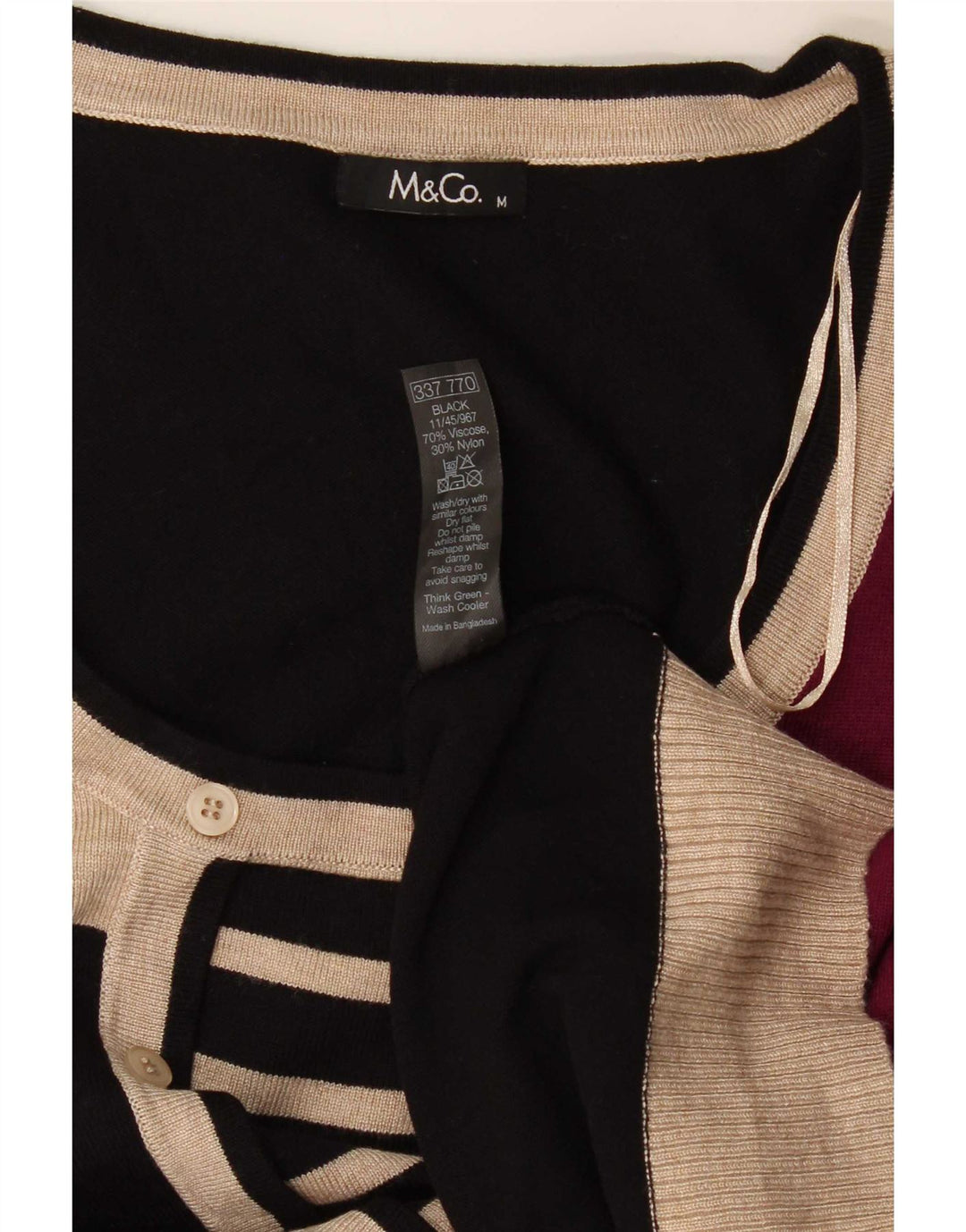 M&Co Damen-Pullover mit U-Boot-Ausschnitt, UK 14, Mittelschwarz, Farbblock