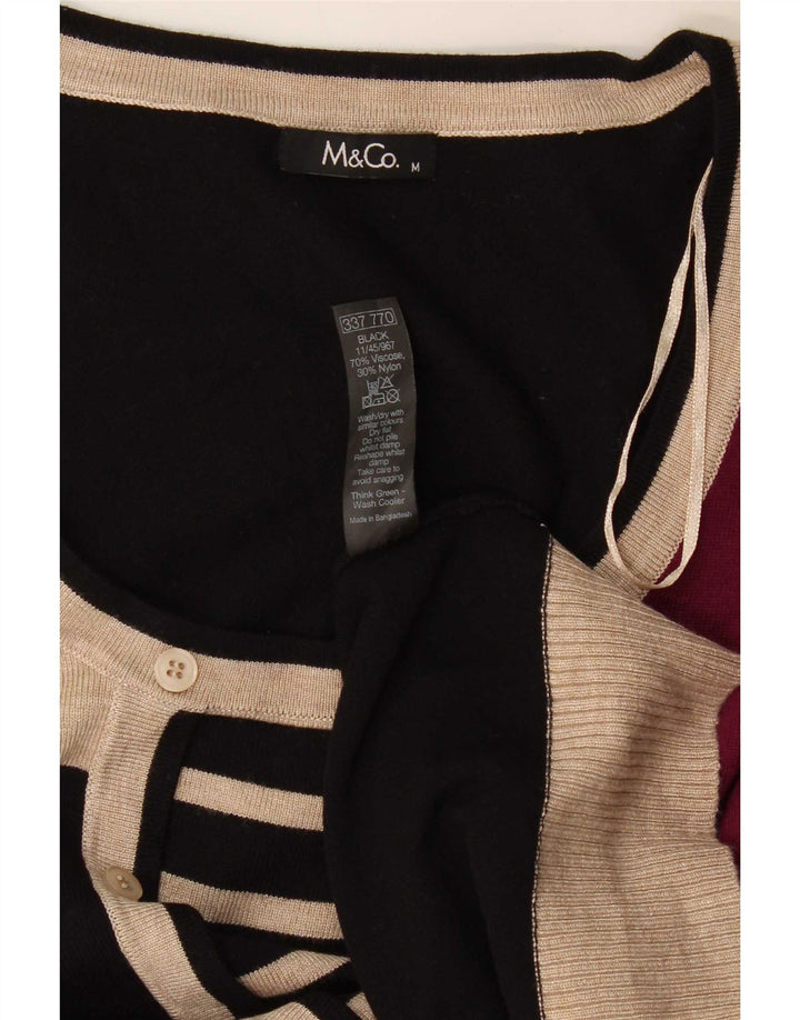 M&Co Damen-Pullover mit U-Boot-Ausschnitt, UK 14, Mittelschwarz, Farbblock
