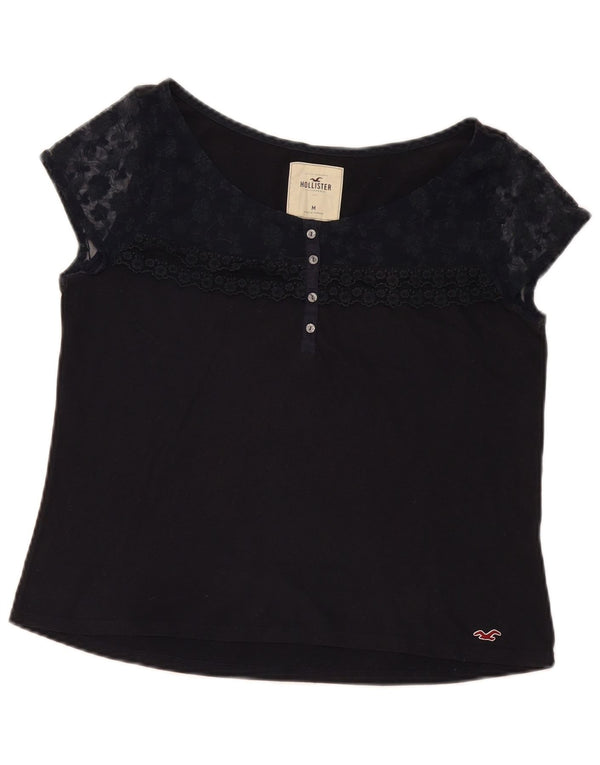Hollister Damen-Blusenoberteil, UK-Größe 44, mittleres Marineblau mit Blumenmuster