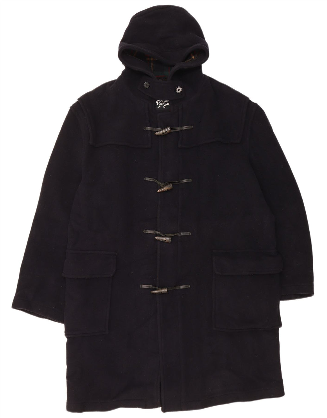 GLOVERALL Herren-Dufflecoat mit Kapuze, UK 46 3XL, marineblaue Wolle