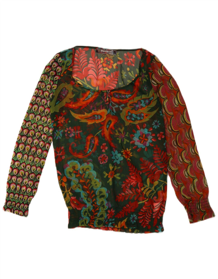 Desigual Damen Langarmblusenoberteil UK 10 Small Mehrfarbig Paisley