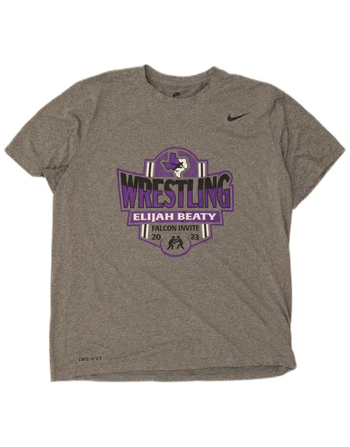 Nike Herren Dri Fit Graphic T-Shirt Top XL Grau Polyester
