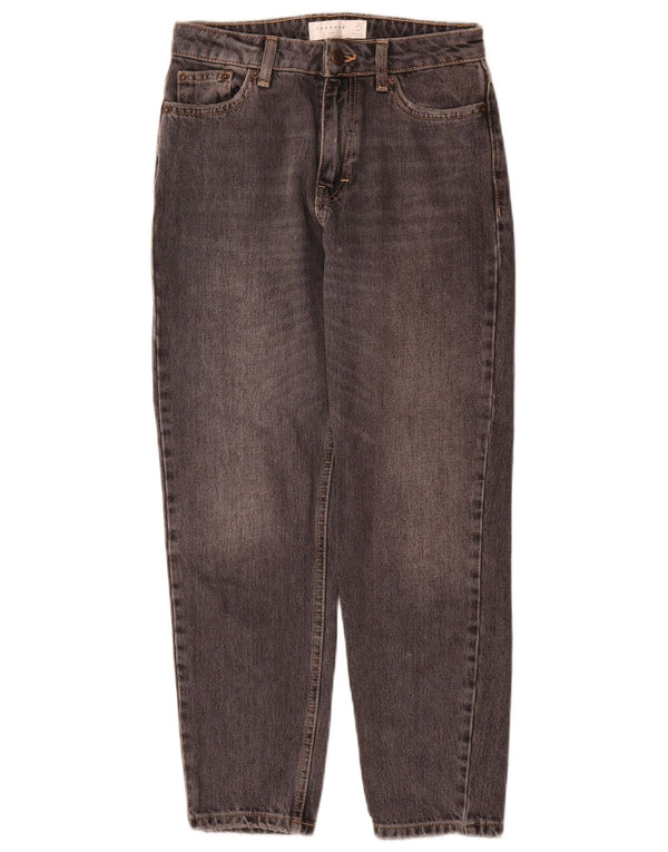 Topshop Damen Mom Tapered Jeans W26 L28 Graue Baumwolle
