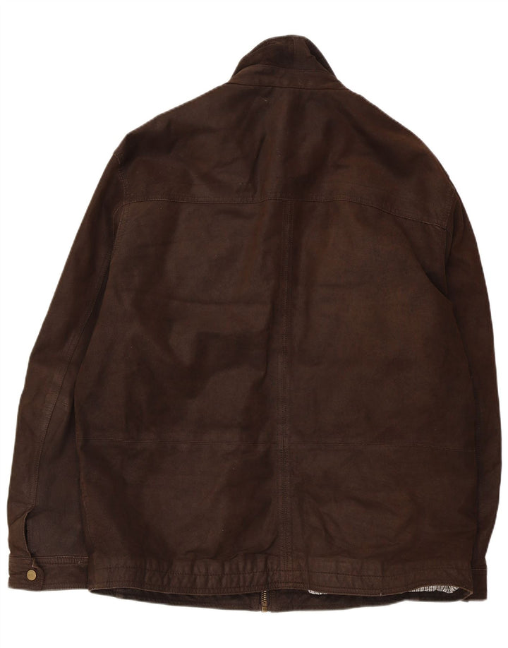 BARNEYS Mens Leather Jacket UK 42 XL Brown