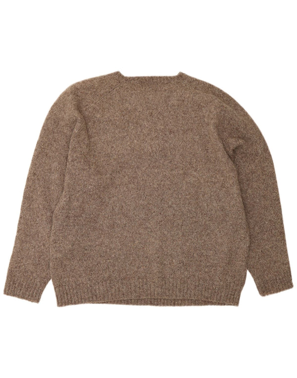 KAPPA Herren-Pullover mit Rundhalsausschnitt, 2XL, braun gefleckte Wolle