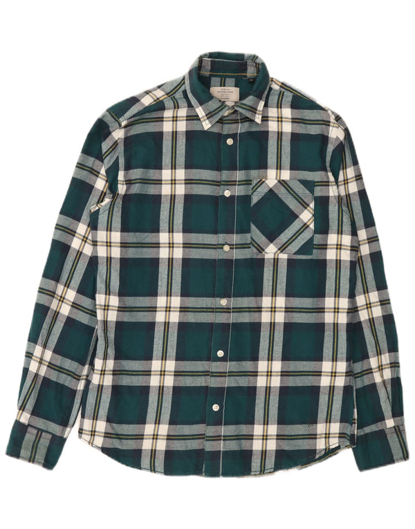 Jack & Jones Herren Flanellhemd XS grün karierte Baumwolle