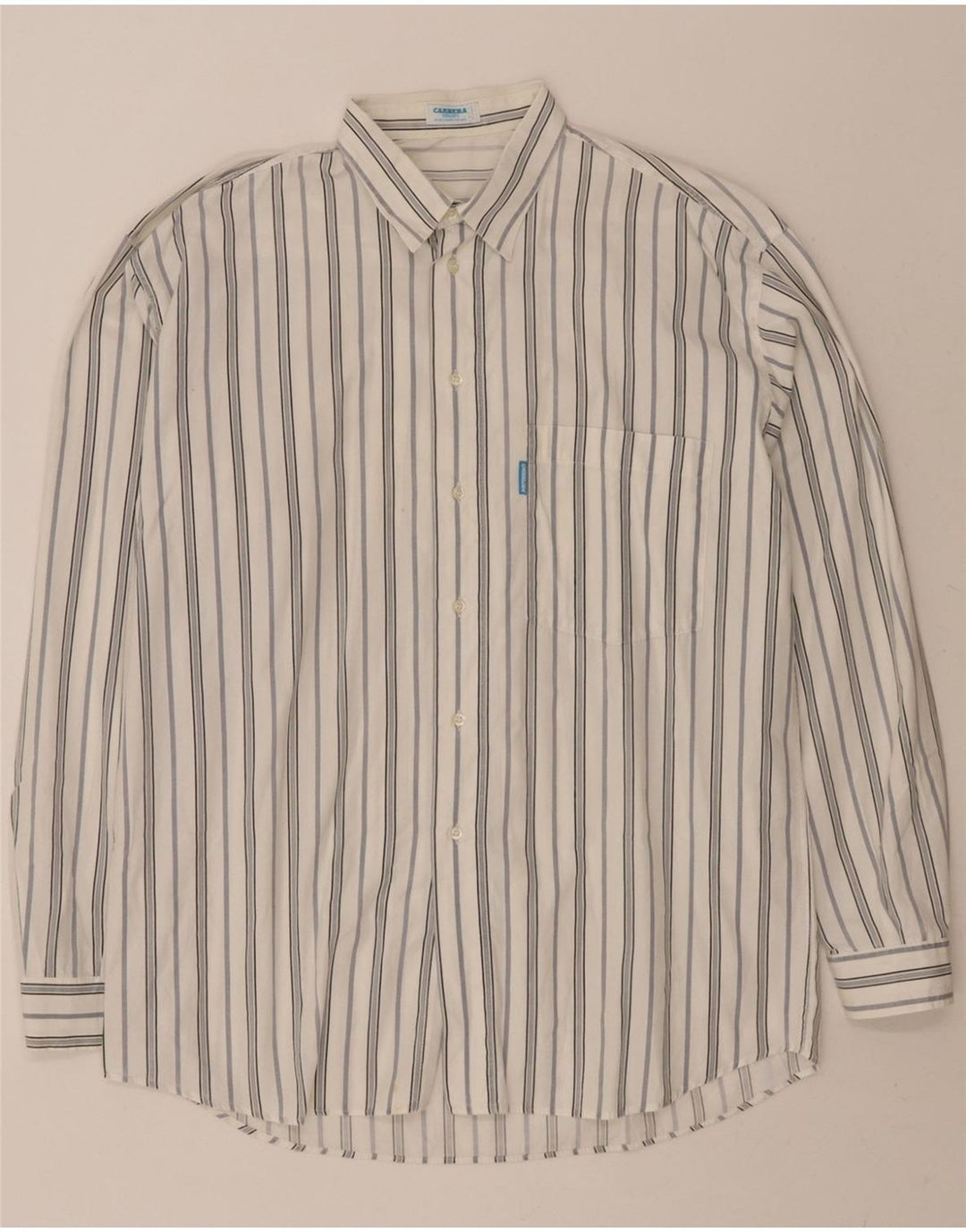 CARRERA Mens Shirt Large White Pinstripe Cotton Vintage Carrera and Second-Hand Carrera from Messina Hembry 