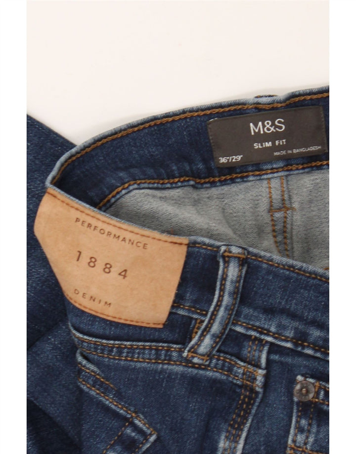 Marks & Spencer Herren Slim Jeans W36 L29 Blaue Baumwolle