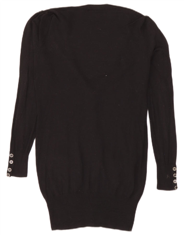 Marks & Spencer Damen Longline-Cardigan-Pullover UK 8 Small Schwarze Viskose