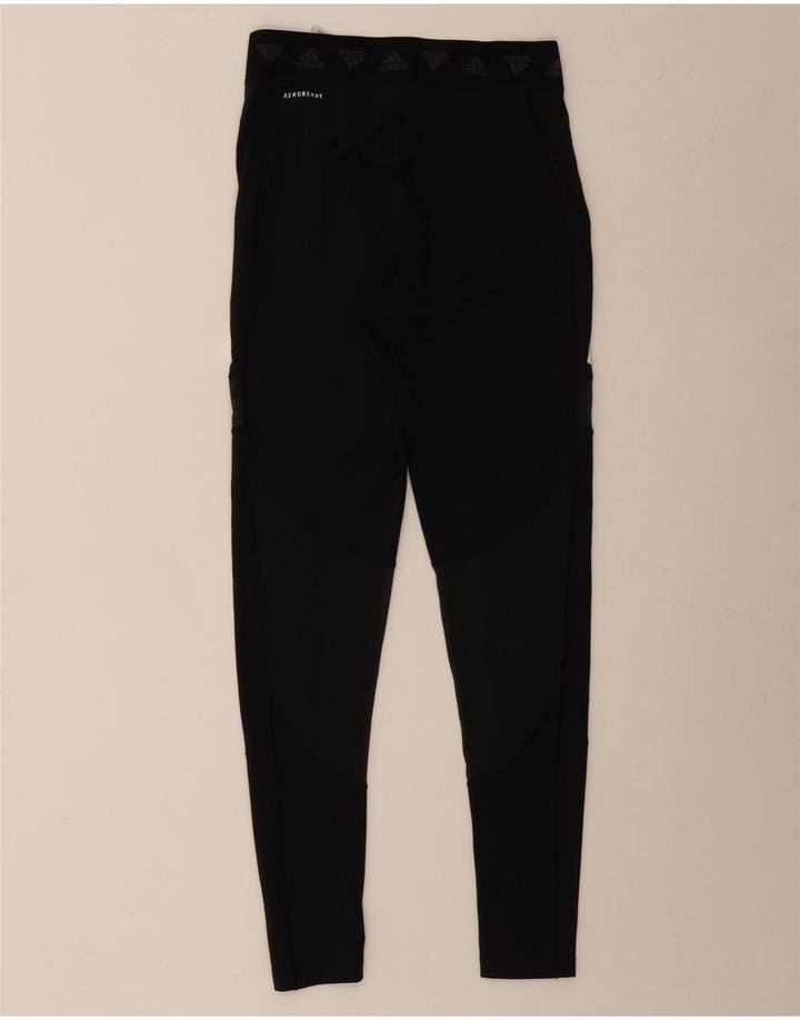 ADIDAS Damen Aeroready Graphic Leggings UK 12/14 Medium Schwarz Polyester