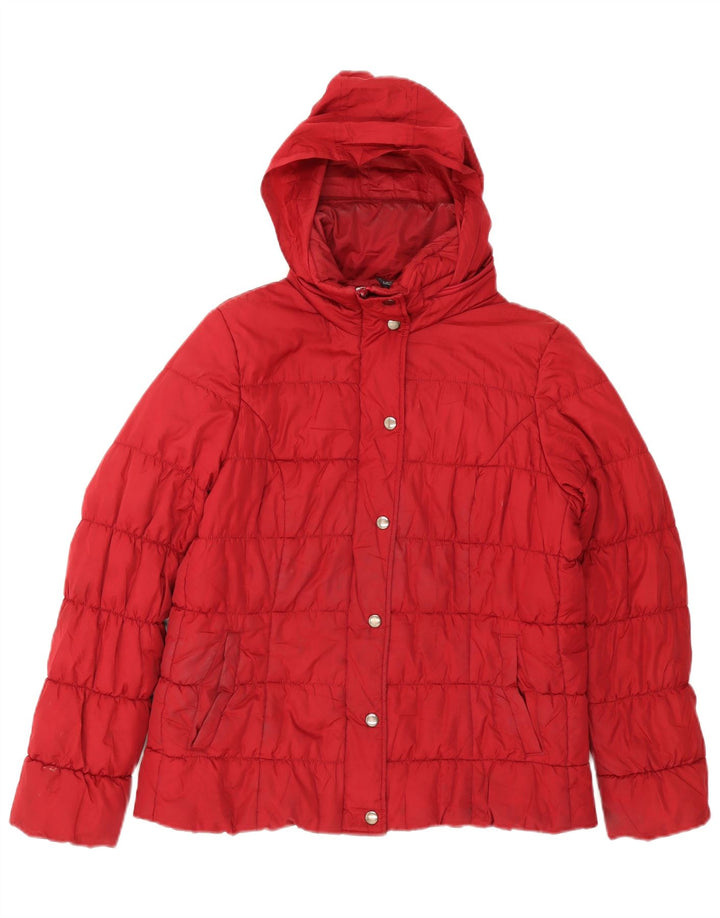 Marks & Spencer Wattierte Damenjacke mit Kapuze, UK 14, Mittelrot, Polyester