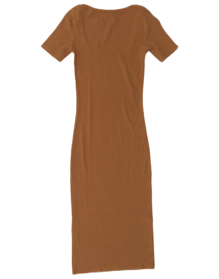 Zara Damen, figurbetontes Kleid, Gr. 8, Braun
