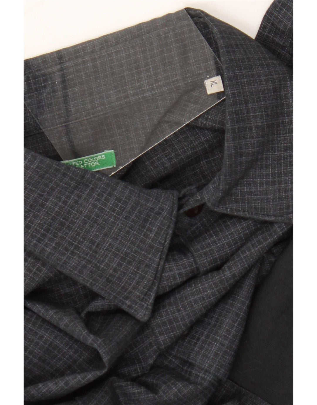 Benetton Herrenhemd XL Marineblau Gingham