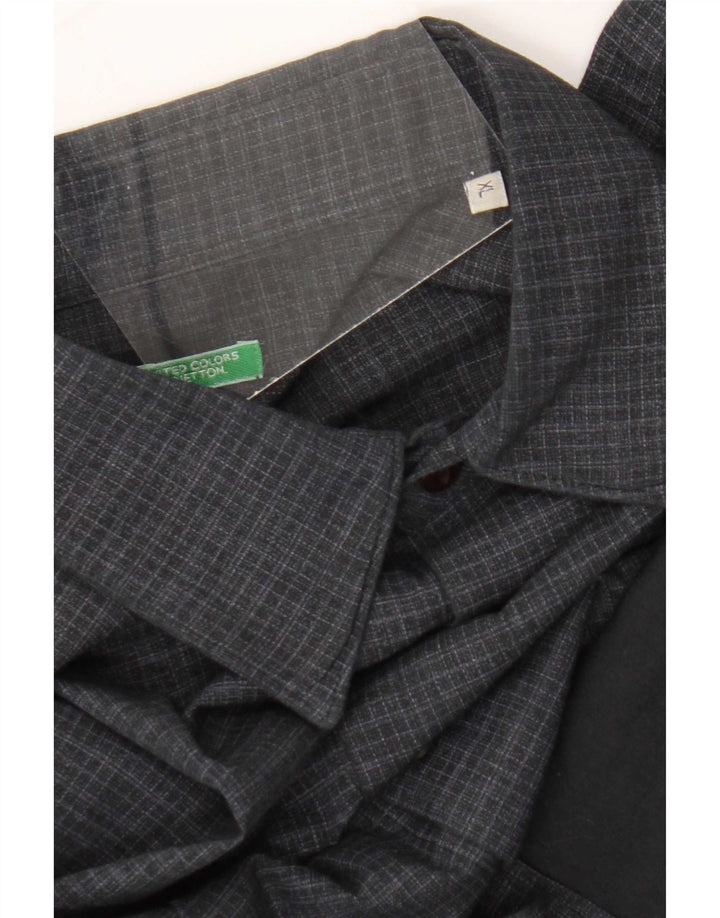 Benetton Herrenhemd XL Marineblau Gingham