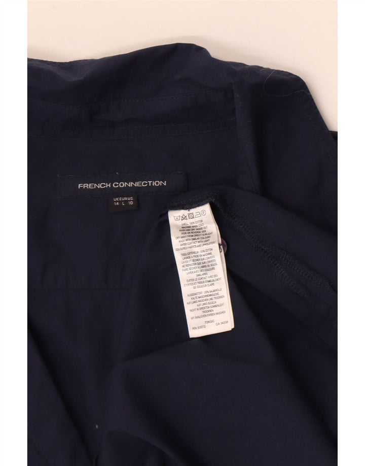 French Connection Damen-Pullover-Hemd, UK 14, Größe L, Marineblau, Baumwolle