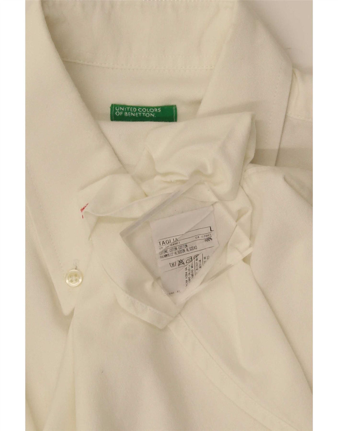 Benetton Herren-Hemd, groß, aus weißer Baumwolle