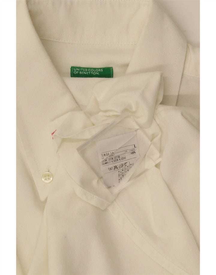 Benetton Herren-Hemd, groß, aus weißer Baumwolle