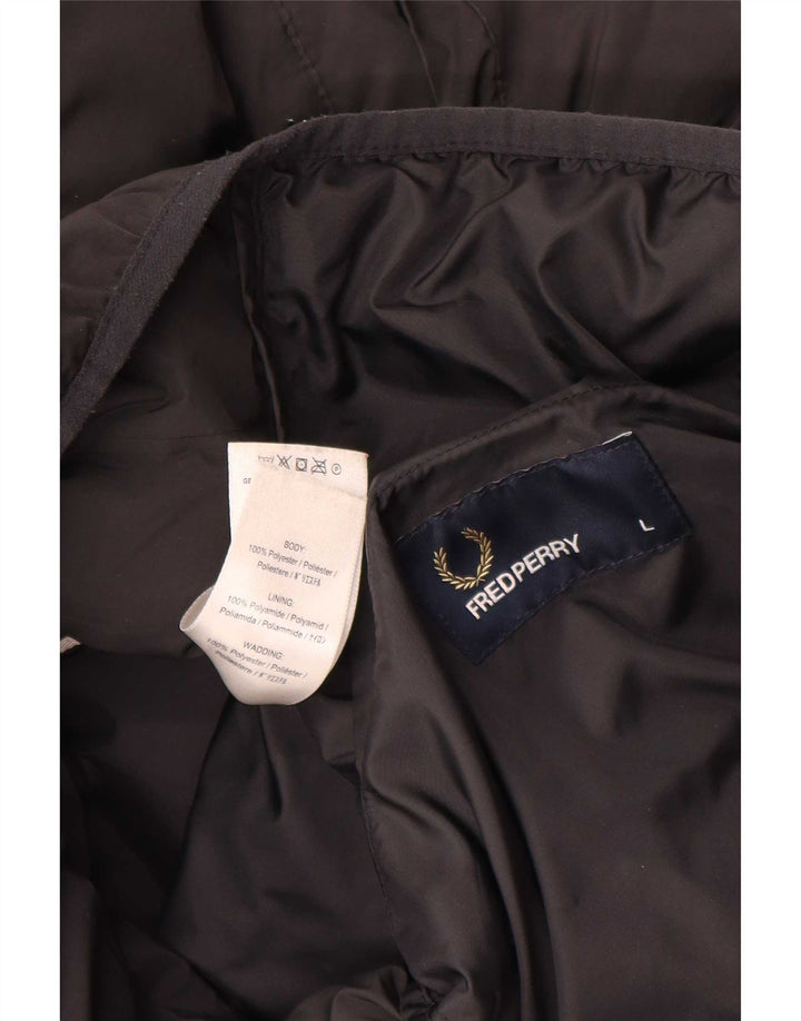 Fred Perry Herren-Jacke mit Kapuze, gepolstert, UK 40, Größe L, Schwarz, Polyester