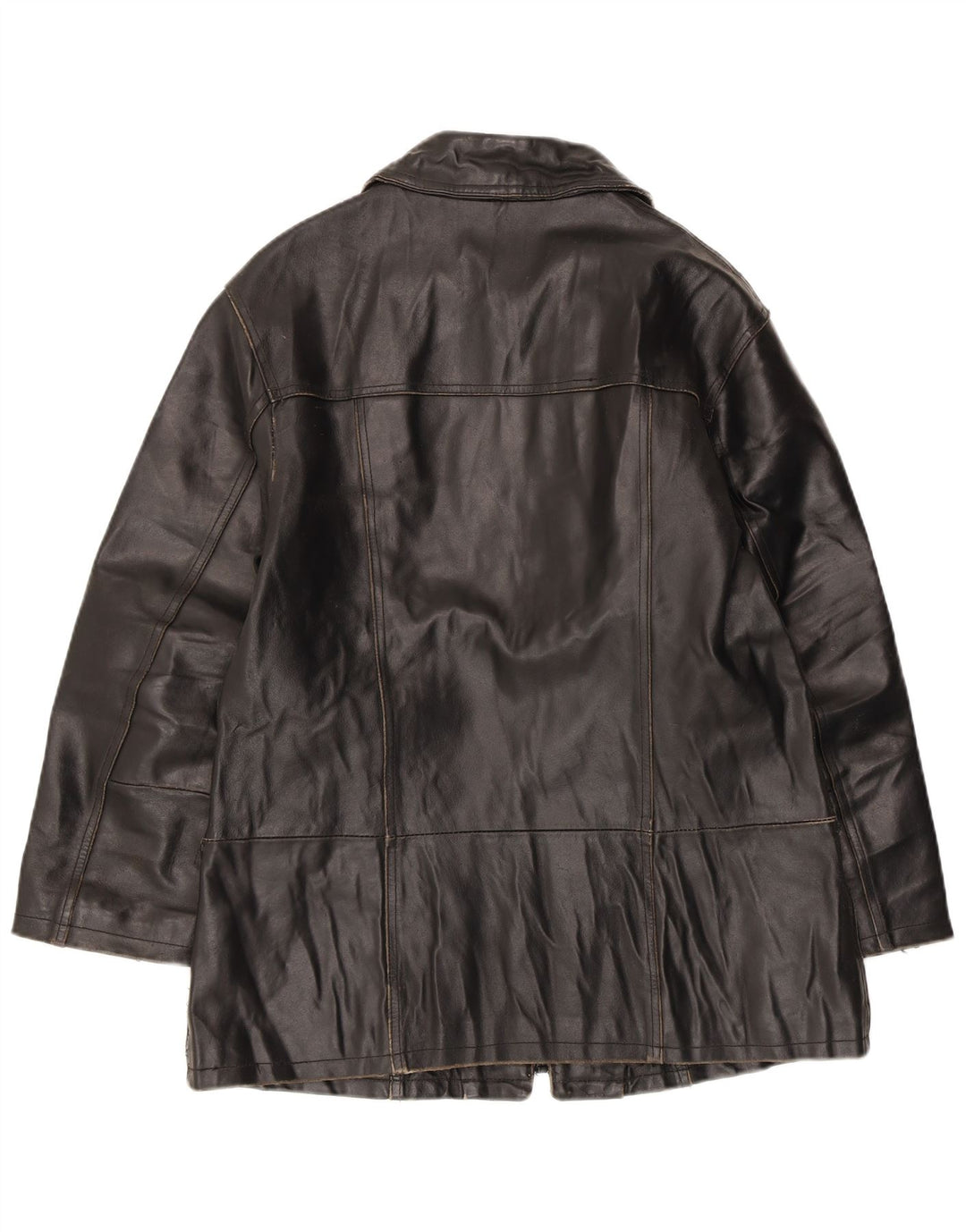 VINTAGE Damen Lederjacke IT 42 Mittelschwarzes Leder