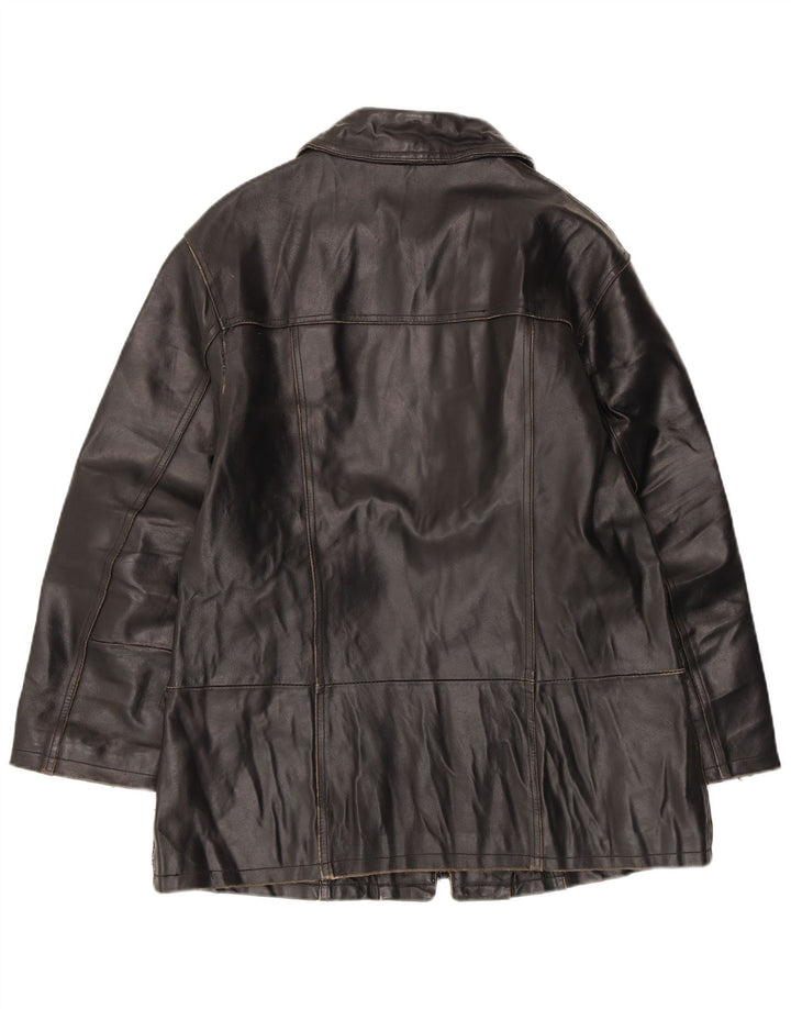 VINTAGE Damen Lederjacke IT 42 Mittelschwarzes Leder