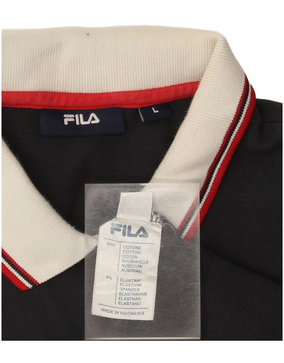 FILA Damen Poloshirt UK 14 Large Marineblau Baumwolle