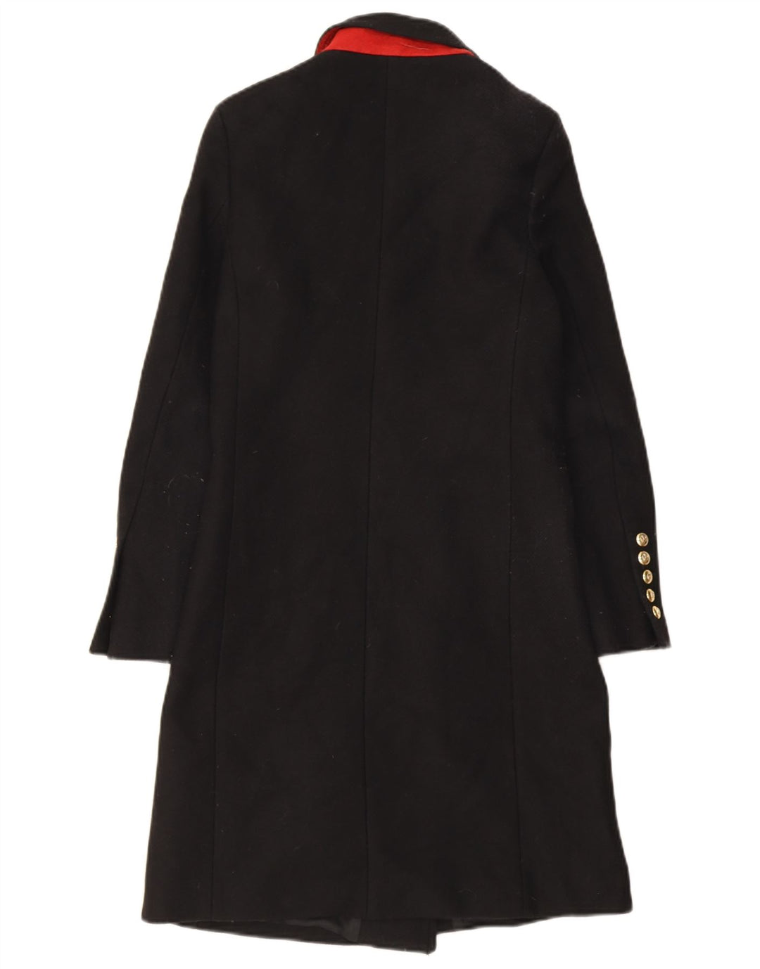 Zara Damen Zweireihiger Mantel UK 6 XS Schwarz Polyester