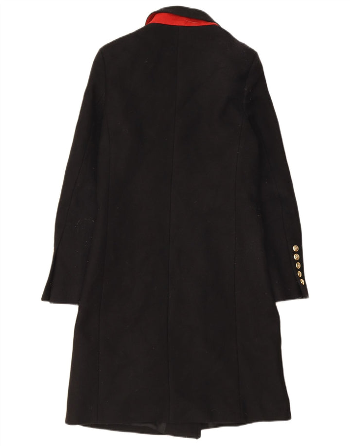 Zara Damen Zweireihiger Mantel UK 6 XS Schwarz Polyester