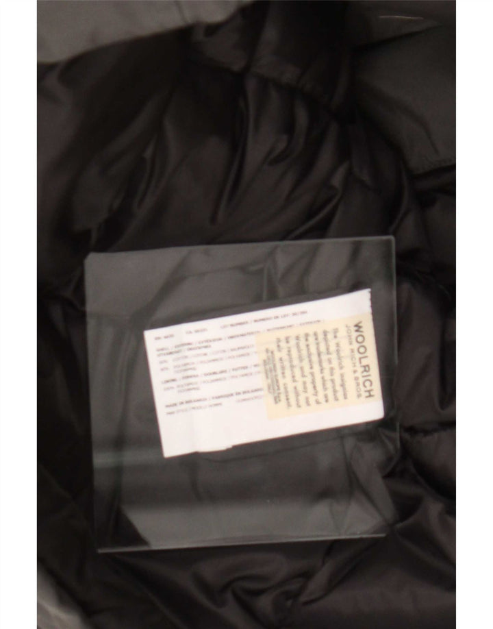 Woolrich Wattierter Herrenmantel mit Kapuze, UK 36, Größe S, Grau, Baumwolle