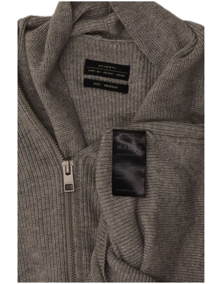 All Saints Herren-Cardigan aus mittelgrauer Baumwolle