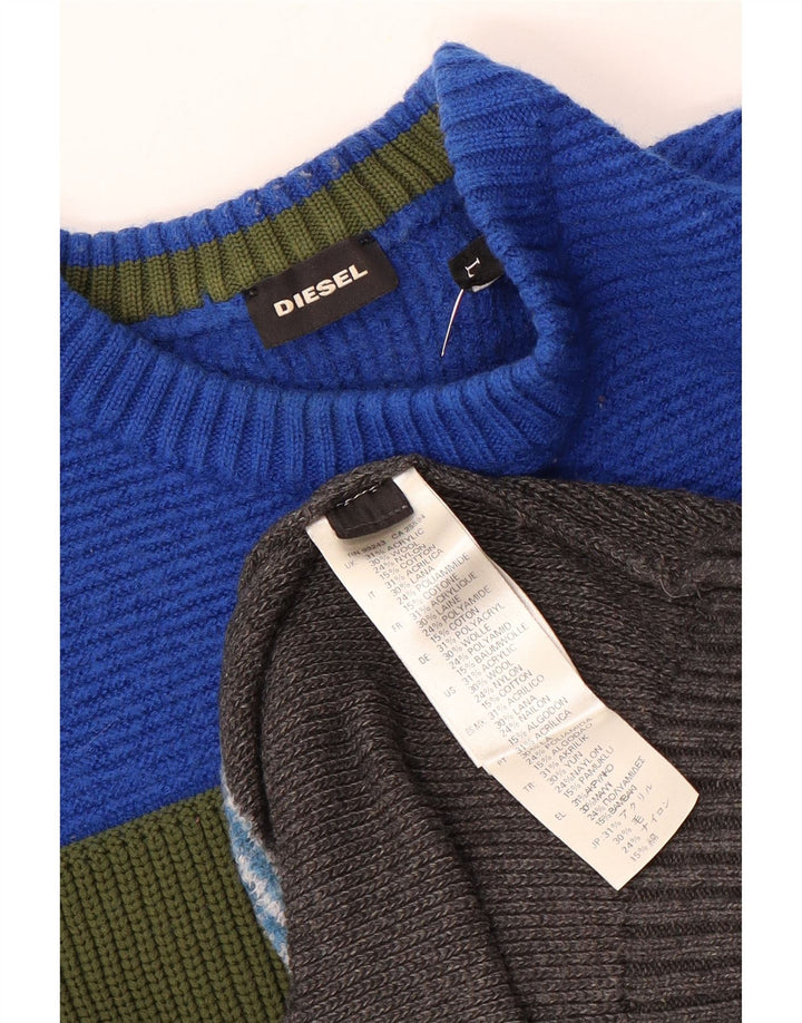 Diesel Damen-Pullover mit Rundhalsausschnitt, Gr. 14, groß, mehrfarbig, gestreift