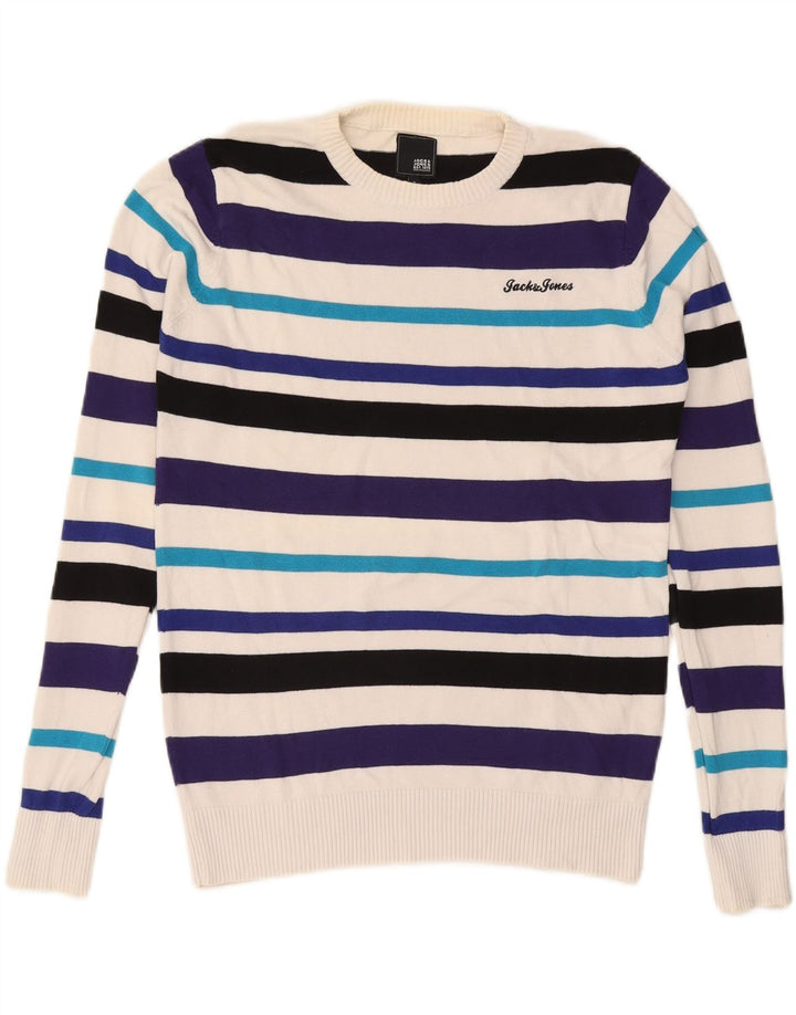 Jack & Jones Herren-Pullover mit Rundhalsausschnitt, klein, mehrfarbig gestreift