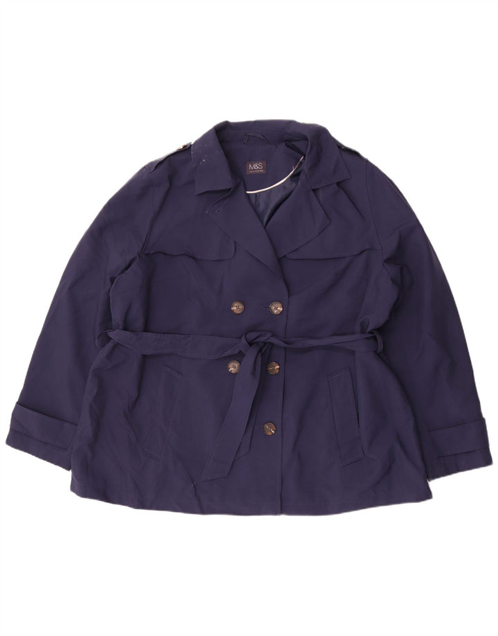 Marks & Spencer Damen Kurzer Trenchcoat UK 22 3XL Marineblau Polyester