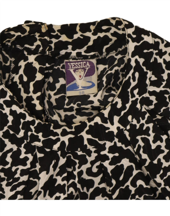 Yessica Damen Crop Bluse Top EU 38 Mittelschwarzes Polyester mit Animal-Print