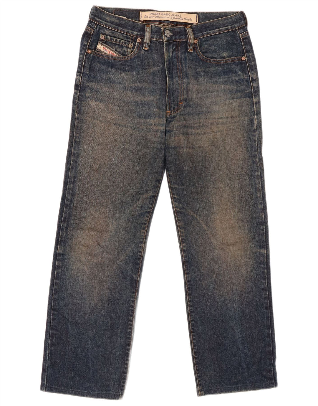 DIESEL Herren-Crop-Jeans W28 L25 Blaue Baumwolle