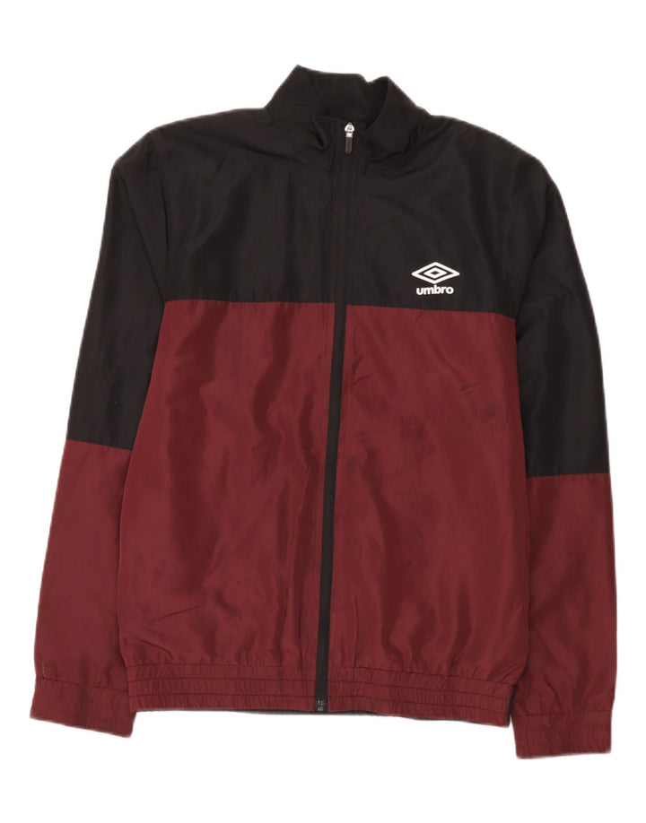 Umbro Herren-Trainingsanzugoberteil mit Grafik, Größe S, Kastanienbraun, Farbblock-Polyester