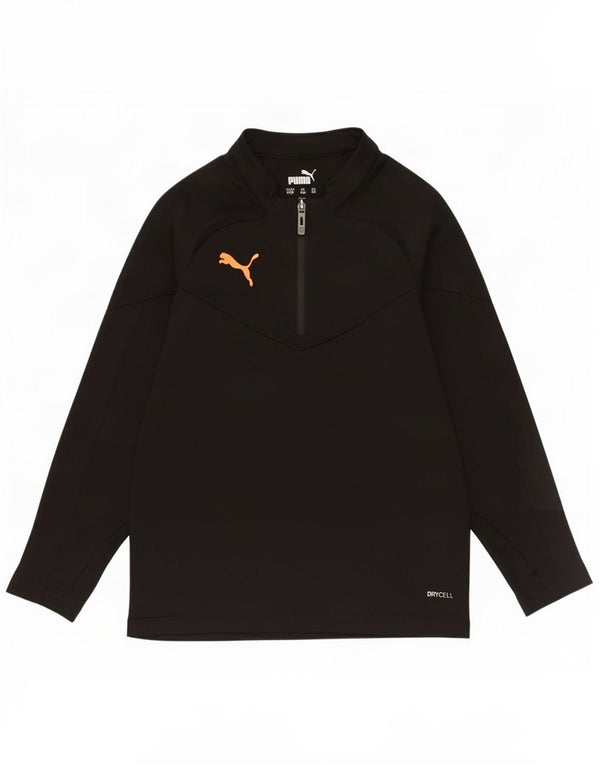 Puma Jungen-Pullover-Trainingsanzugoberteil mit Reißverschluss, 7–8 Jahre, schwarzes Polyester