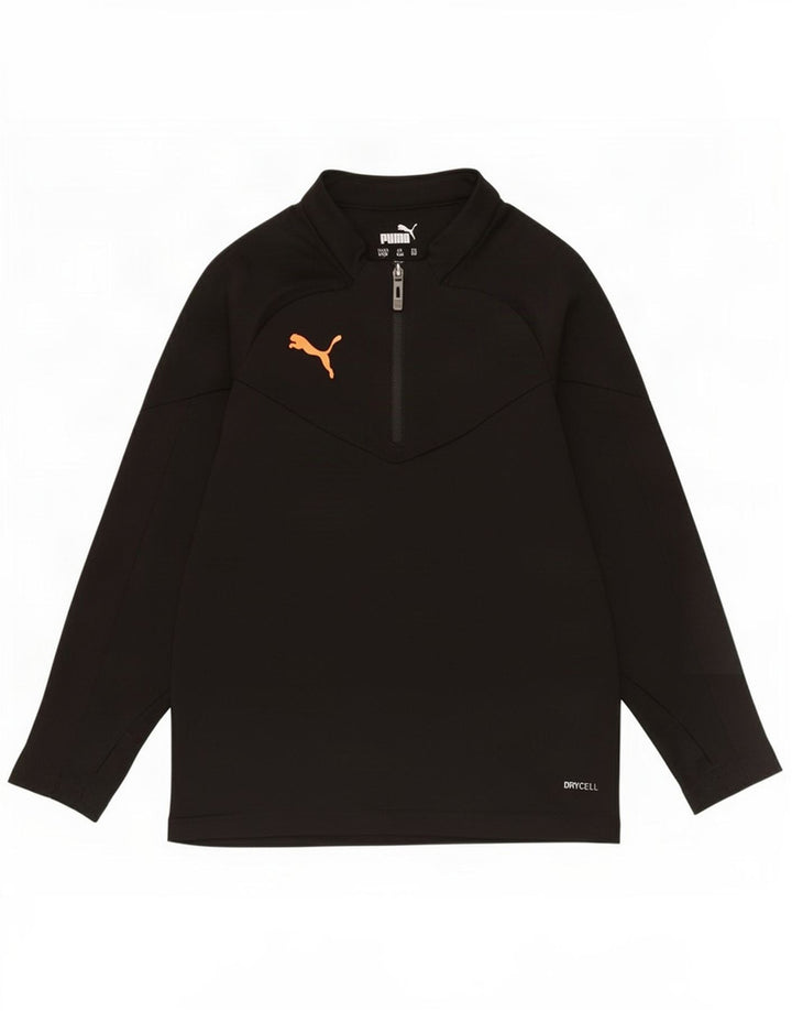 Puma Jungen-Pullover-Trainingsanzugoberteil mit Reißverschluss, 7–8 Jahre, schwarzes Polyester