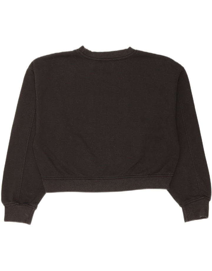 Zara Damen Crop Sweatshirt Pullover UK 14 Mittelschwarze Baumwolle