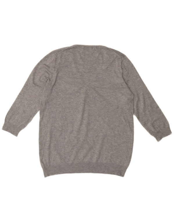 MARKS & SPENCER Damen-Pullover mit 3/4-Ärmeln und V-Ausschnitt, Gr. 40, Größe L, Grau