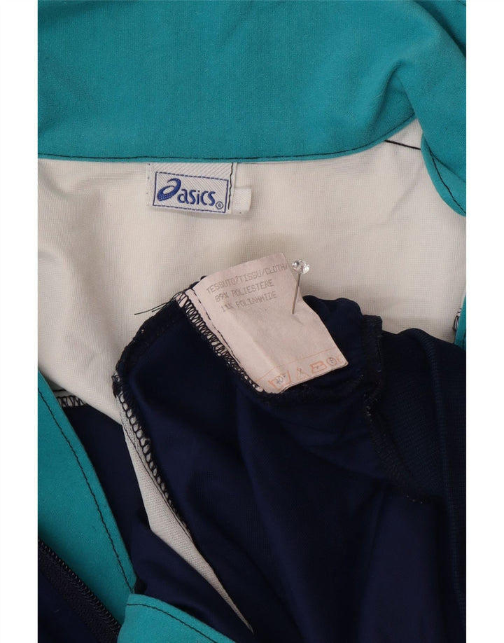 Asics Herren-Trainingsanzug-Top-Jacke, großes marineblaues Farbblock-Polyester