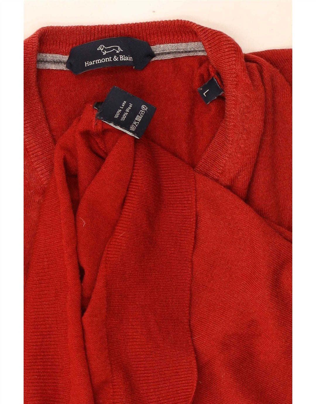 Harmont & Blaine Herren-Pullover mit V-Ausschnitt, große rote Wolle