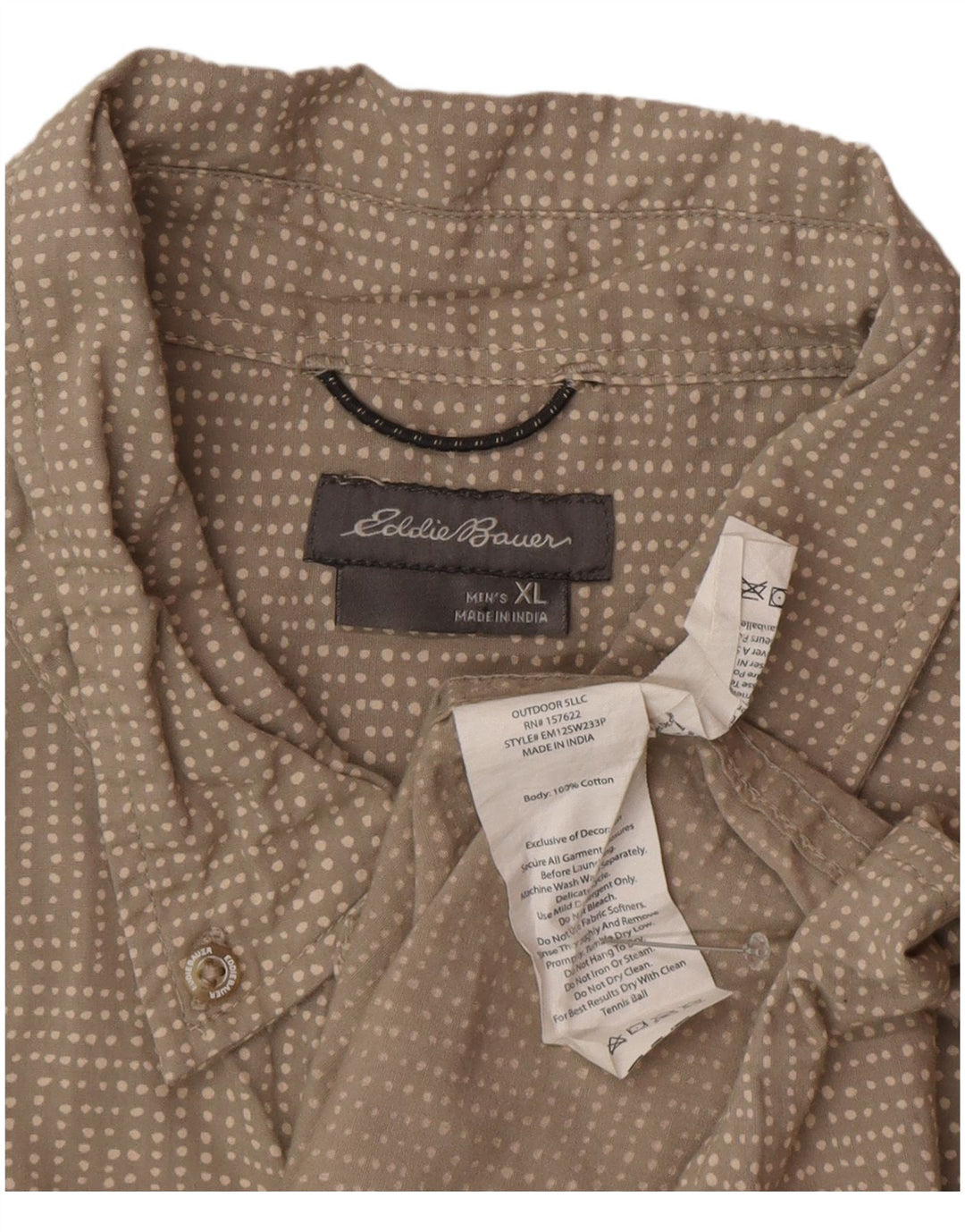 Eddie Bauer Herren Kurzarmhemd XL Grau gefleckte Baumwolle