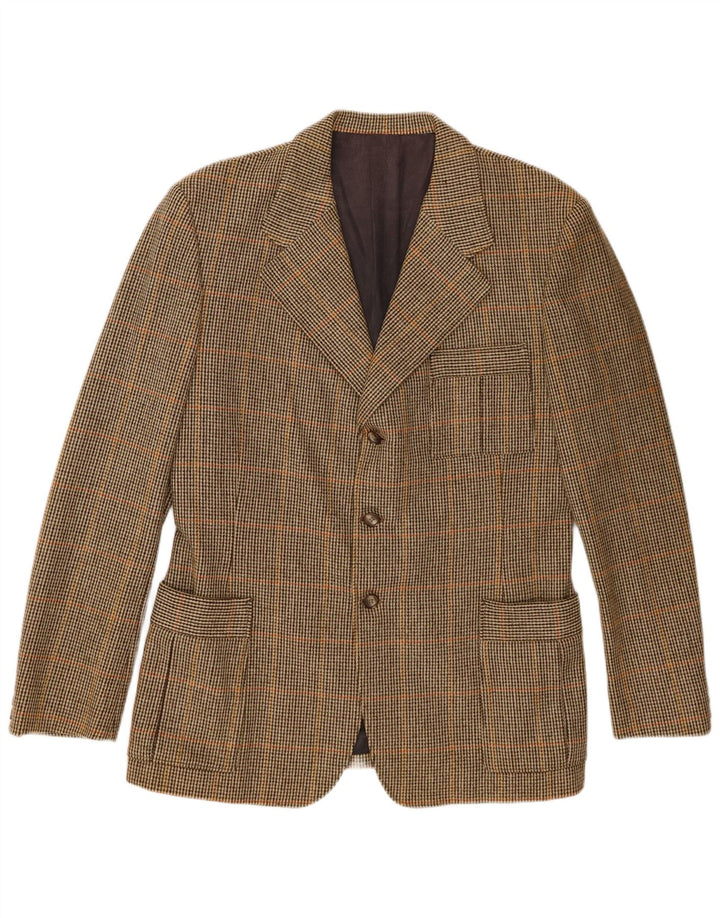 Vintage Herren 3-Knopf-Blazerjacke UK 38 Medium Khaki Check