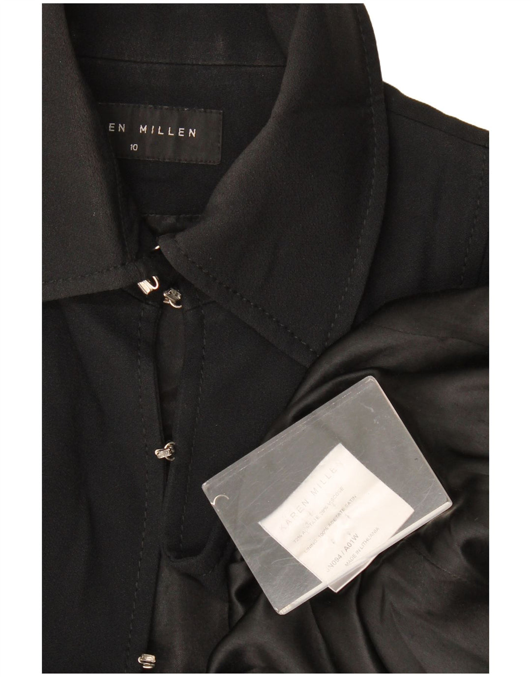 Karen Millen Damen Blazer Jacke UK 10 Small Schwarz Acetat