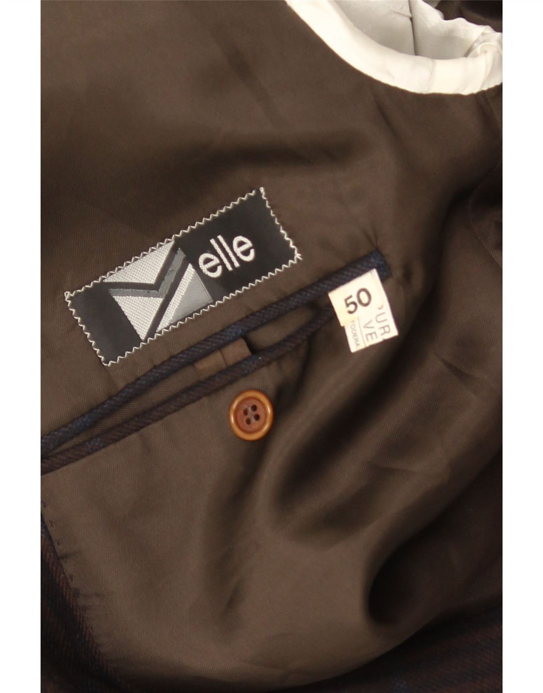 Elle Herren-Blazer, zweireihig, IT 50, groß, marineblau kariert