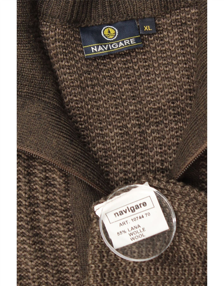 NAVIGARE Herren-Cardigan-Pullover XL aus grauer Wolle