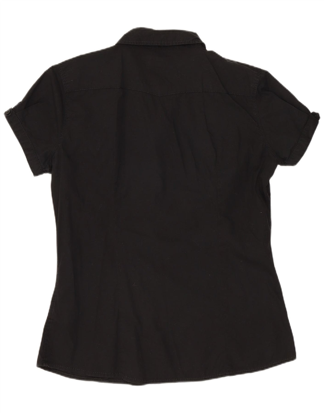 LEE Damen Kurzarmhemd UK 16 Large Schwarz Baumwolle