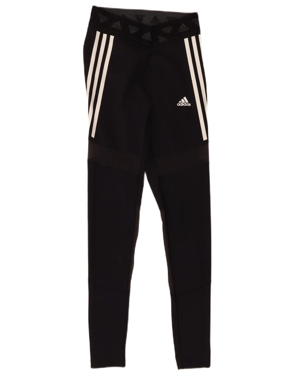 Adidas Damen Aeroready Graphic Leggings UK 8/10 Small Schwarz